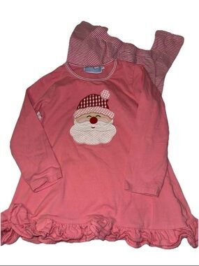 Trotter Street Kids Pink Santa Ruffle Tunic & Leggings Set - Size 6